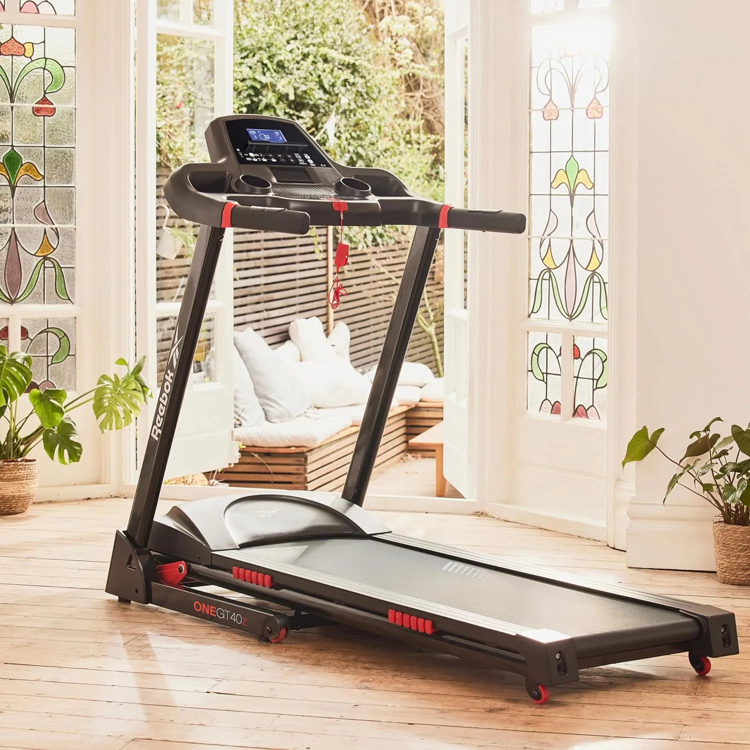 Reebok Fitness Jet 100z, Jet 300 Treadmill: Bluetooth Compatible Incline Treadmill for Home Gym Training, Foldable for Easy Storage, Hand Pulse Sensor