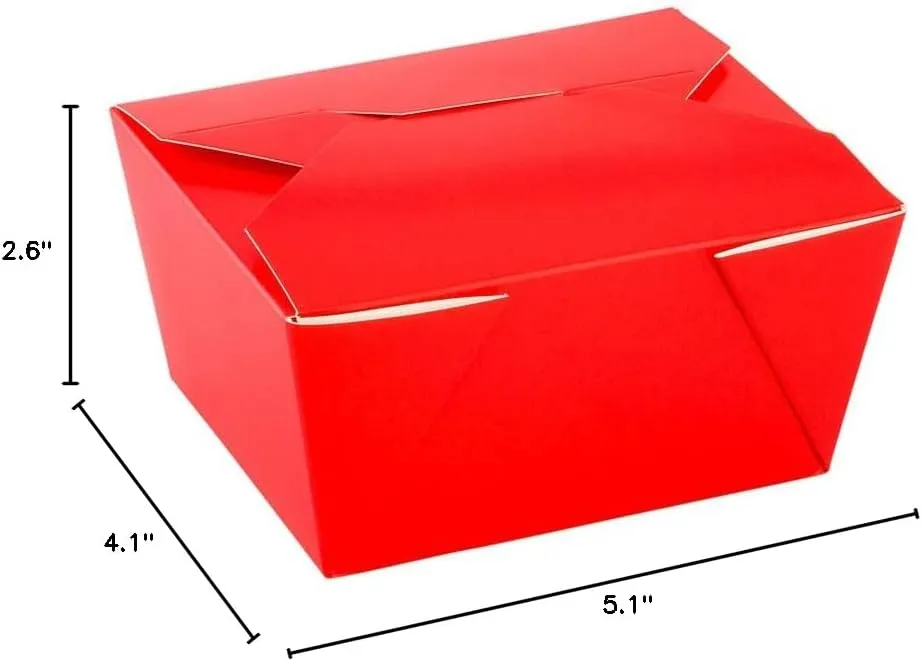 Restaurantware Bio Tek 30 Ounce Take Out Boxes 200 To Go Lunch Boxes - Tab-Lock Closure Heat-Tolerant Red Paper Disposable Lunch Boxes Greaseproof For Hot And Cold Foods