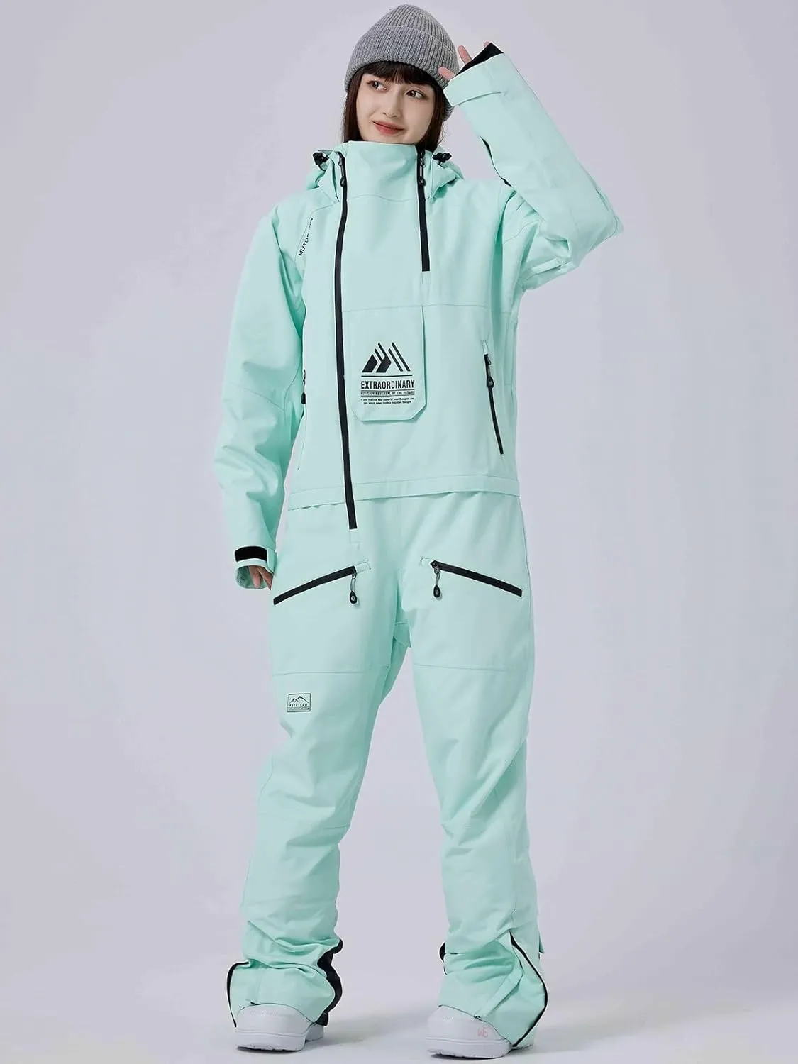 RIUIYELE Womens Mens One Pieces Ski Suits Jumpsuits Insulated Waterproof Snowsuits Winter Outdoor Snowboard Coveralls