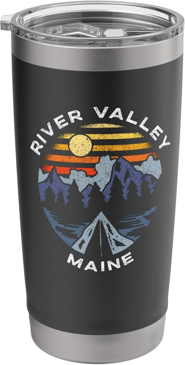River Valley Maine Mountains Vacation Camping Souvenir Stainless Steel Insulated Tumbler