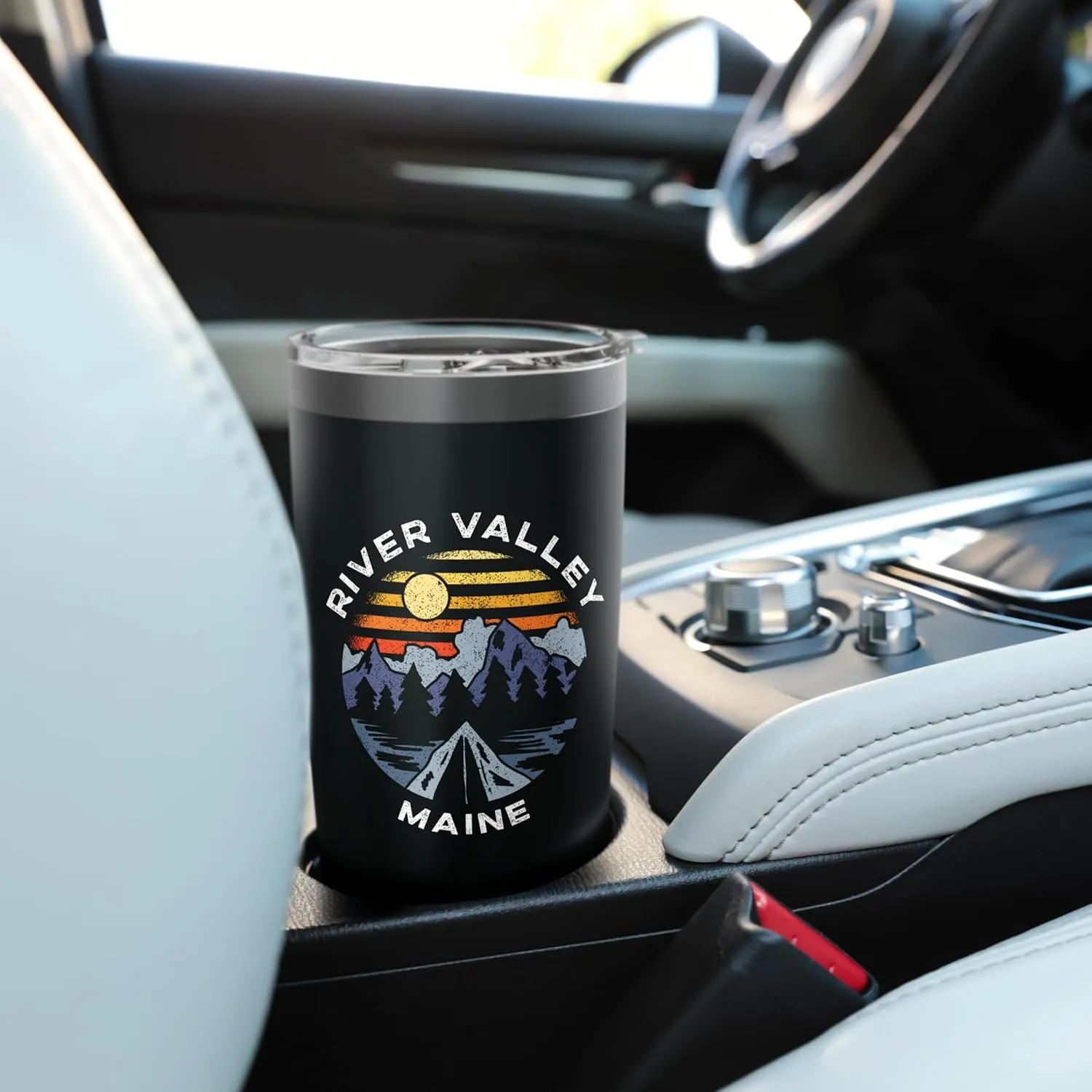 River Valley Maine Mountains Vacation Camping Souvenir Stainless Steel Insulated Tumbler