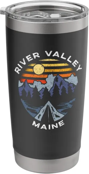 River Valley Maine Mountains Vacation Camping Souvenir Stainless Steel Insulated Tumbler