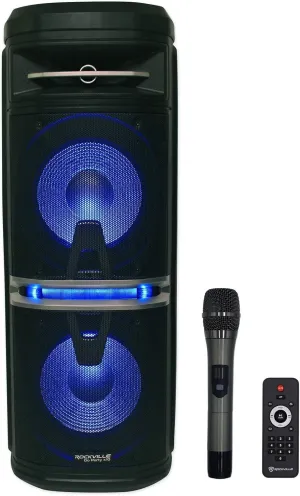 RockvilIe Go Party X10 Dual 10" Rechargeable Bluetooth Speaker Wireless Mic