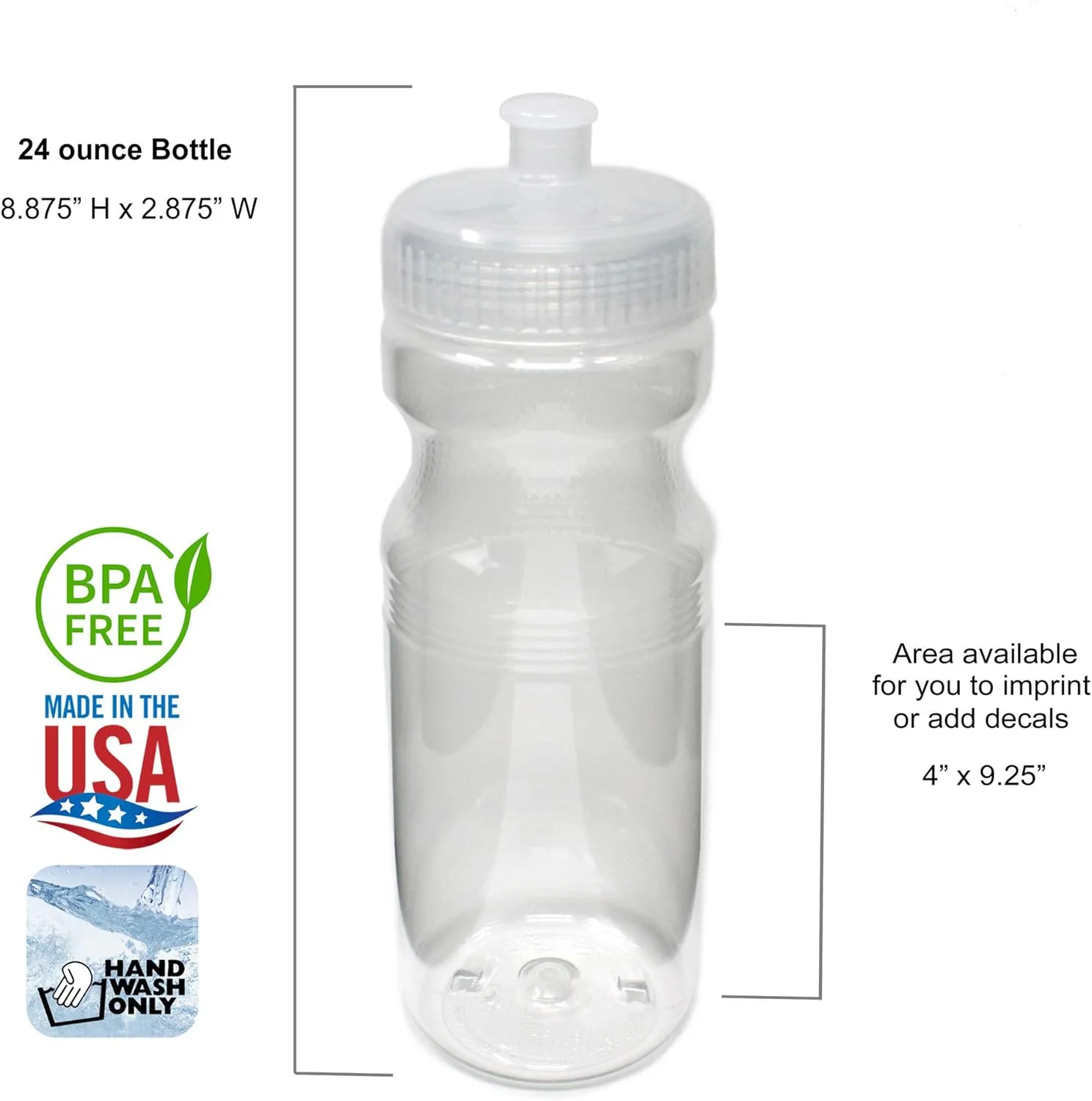 Rolling Sands BPA-Free 24 Ounce Water Bottles, Bulk 100 Pack, Made in USA