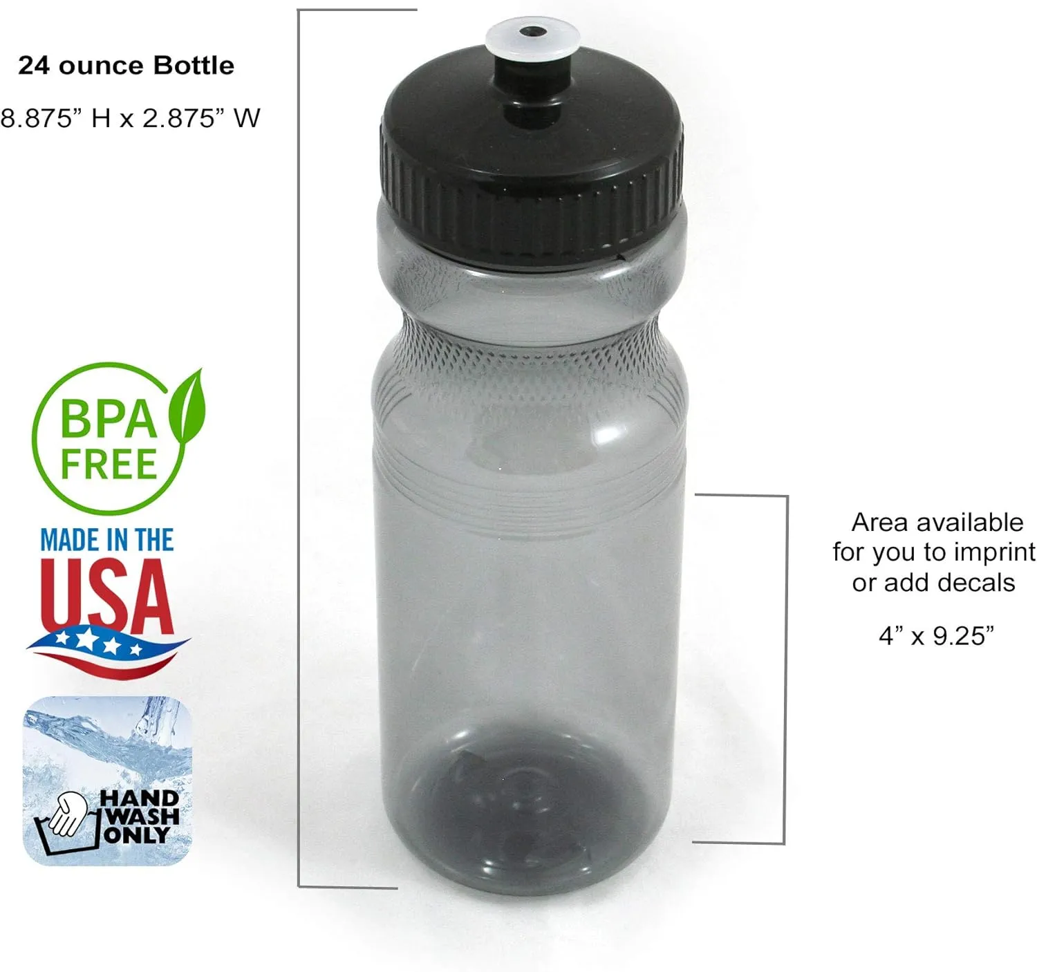 Rolling Sands BPA-Free 24 Ounce Water Bottles, Bulk 30 Pack, Made in USA