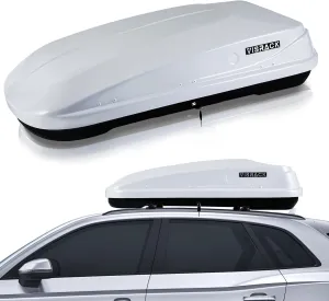 Rooftop Cargo Carrier Box, Hard Shell Roof with Security Keys, Waterproof Rooftop Cargo Box, 56 (L) x 30 (W) x 13.7(H) Inches, 13 Cubic Feet (Tool-Free Install) White
