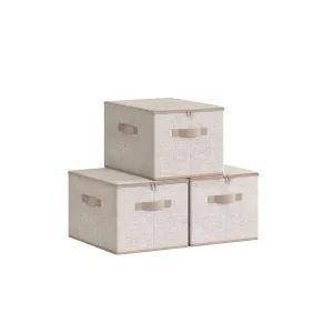 Rootz 3 Pack Storage Box Set - Sand Beige - Cardboard Organizer - Non-Woven Fabric - Lightweight - 40cm x 30cm x 25cm