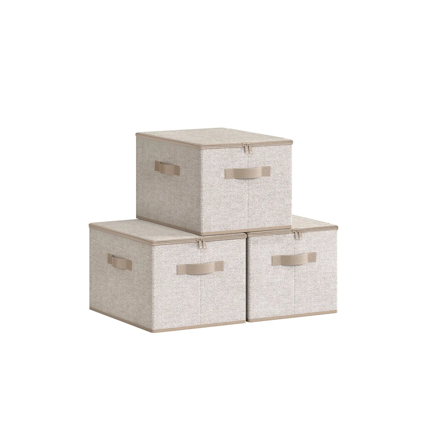 Rootz 3 Pack Storage Box Set - Sand Beige - Cardboard Organizer - Non-Woven Fabric - Lightweight - 40cm x 30cm x 25cm