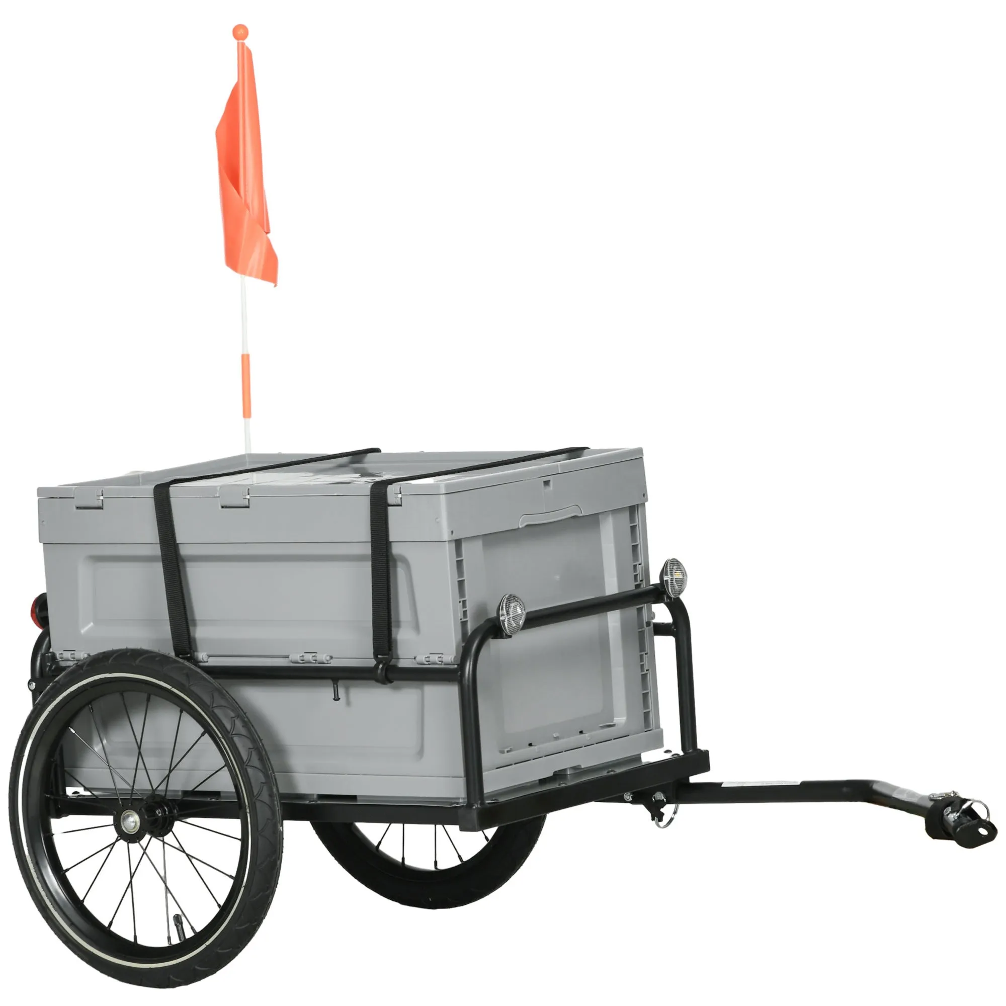 Rootz Bicycle Trailer - Cargo Carrier - Transport Trailer - 65L Storage Box - Robust Steel Construction - 60cm x 40cm x 36cm