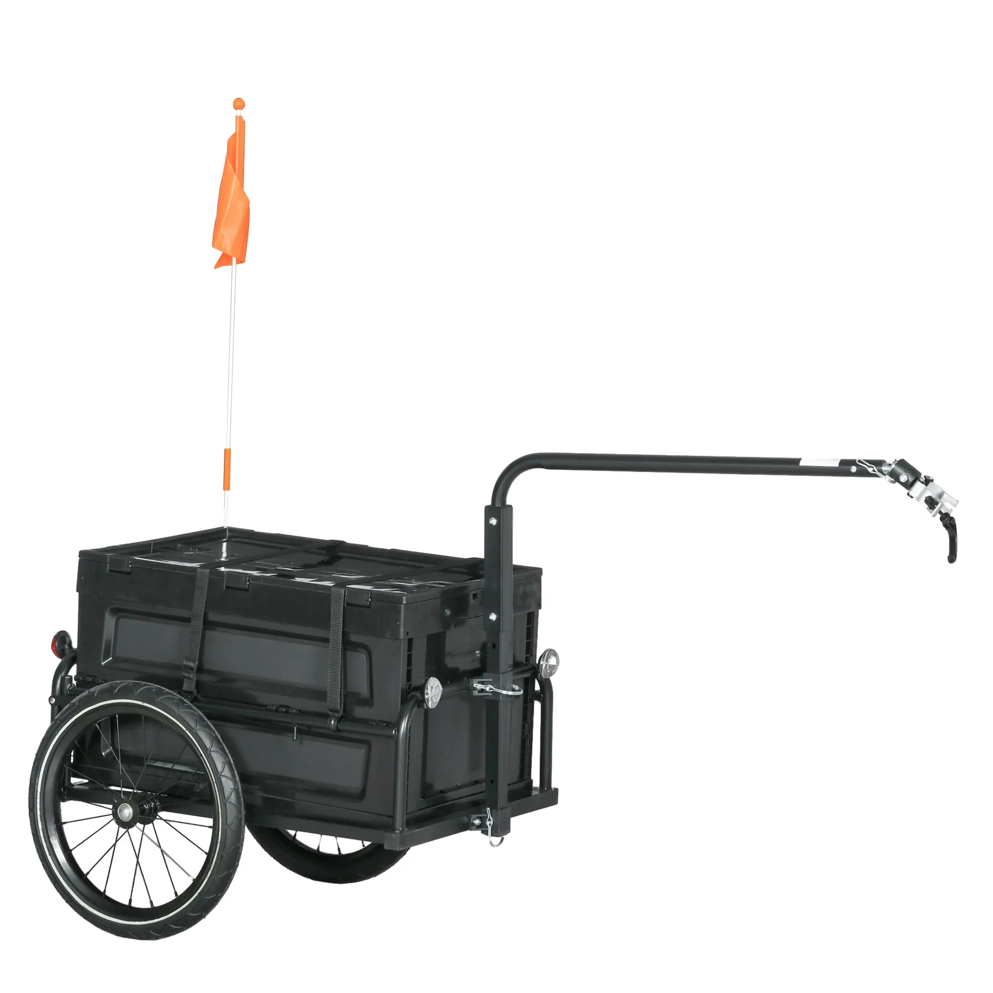 Rootz Bike Trailer - Cargo Trailer - Bicycle Cart - 65L Foldable Storage, Safety Reflectors, 145cm x 61cm x 76/81cm, Max Load 40kg, Black