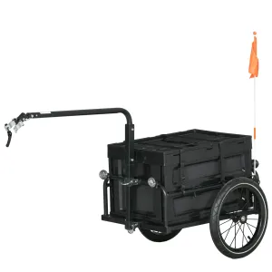 Rootz Bike Trailer - Cargo Trailer - Bicycle Cart - 65L Foldable Storage, Safety Reflectors, 145cm x 61cm x 76/81cm, Max Load 40kg, Black