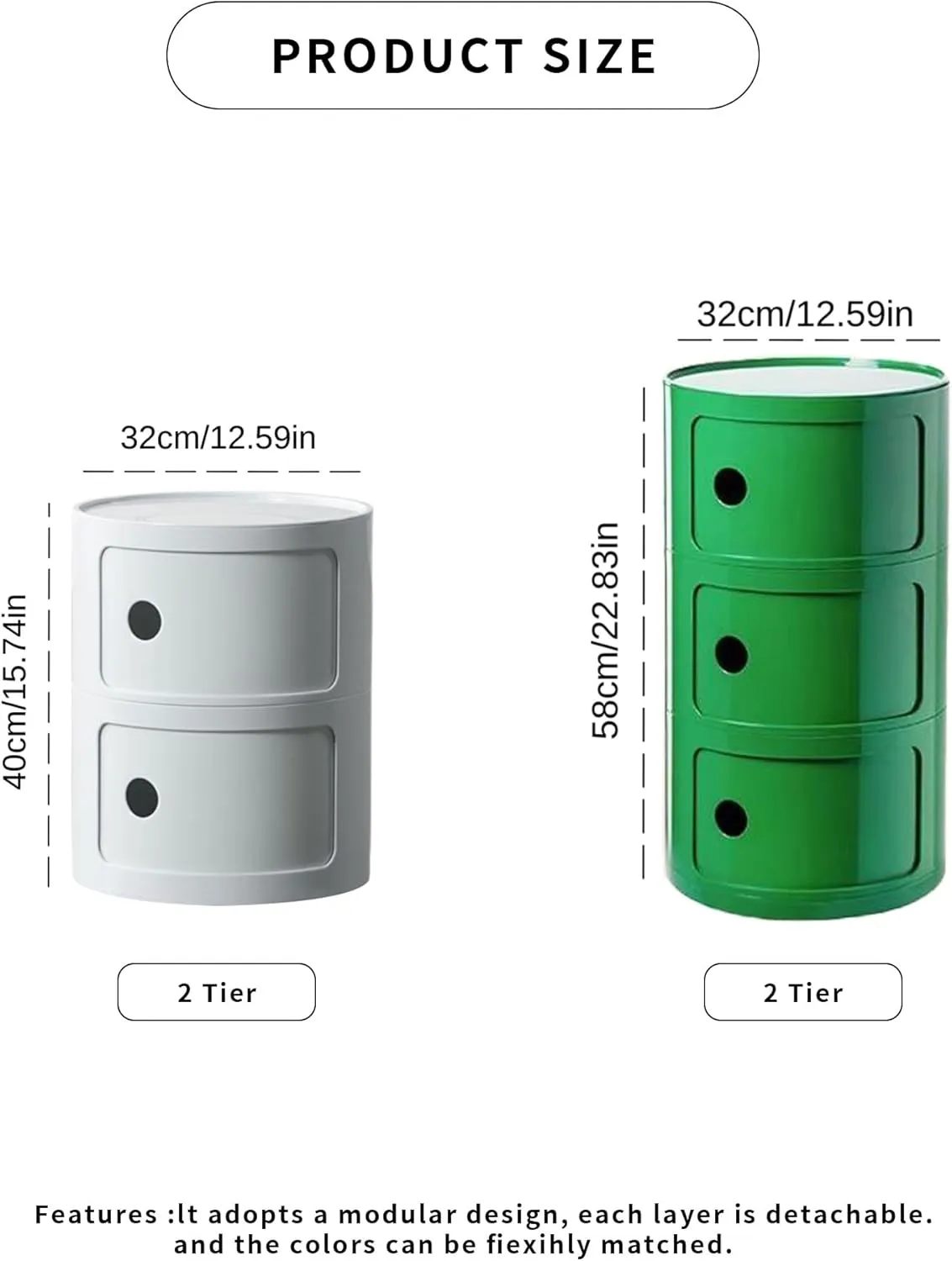 Round Nightstand with 3 Drawers, Modern Style Side Table, Multifunctional End Table Storage Cabinet for Living Room, Bedroom, Bathroom (Green)