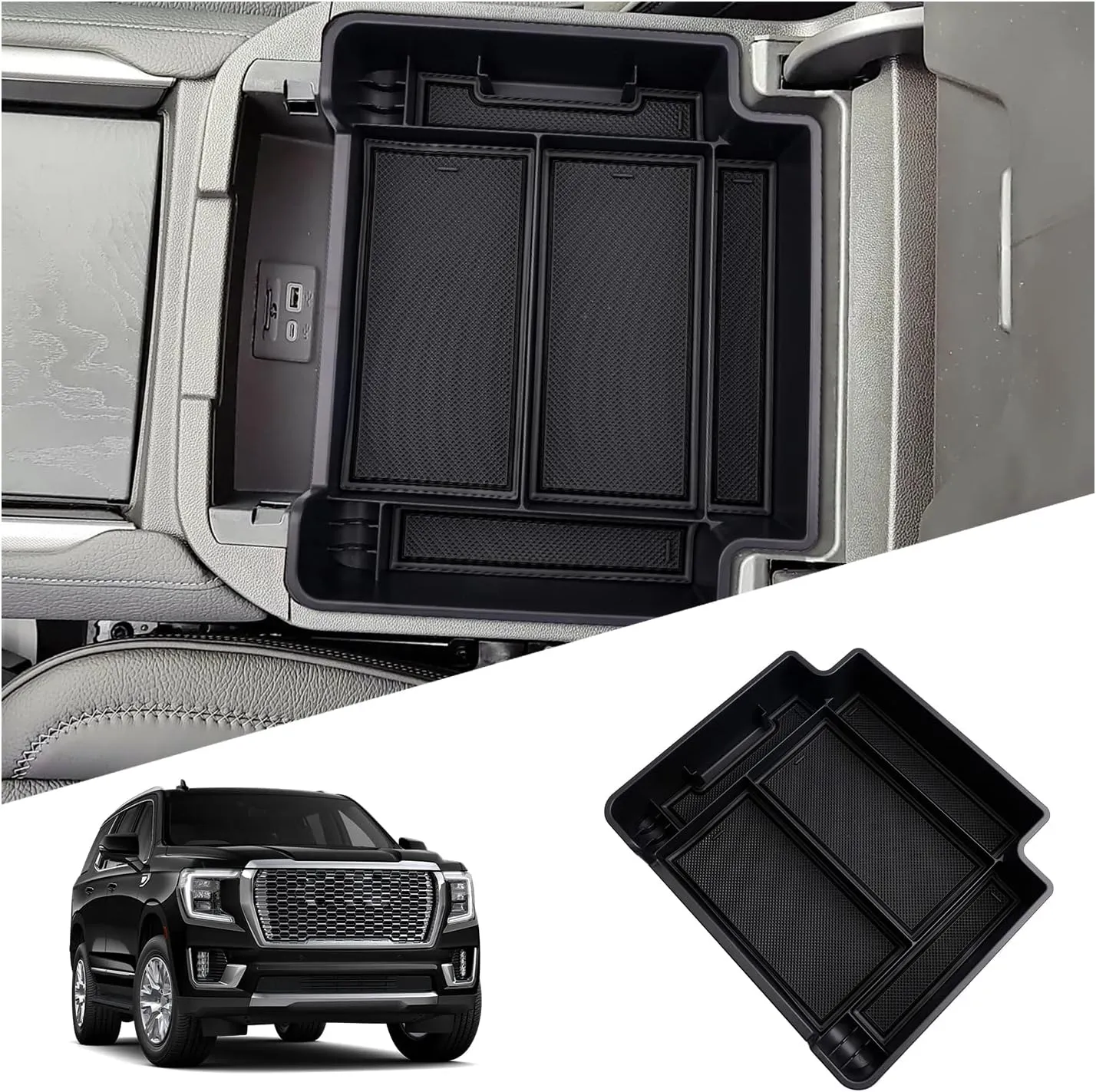 Ruiya Center Console Organizer for 2021-2023 GMC Yukon Accessories,for Chevy Suburban 2021-2023 Console Organizer Tray Compatible with 2021 2022 2023 Chevy Tahoe(Does Not Fit for Sliding Console)