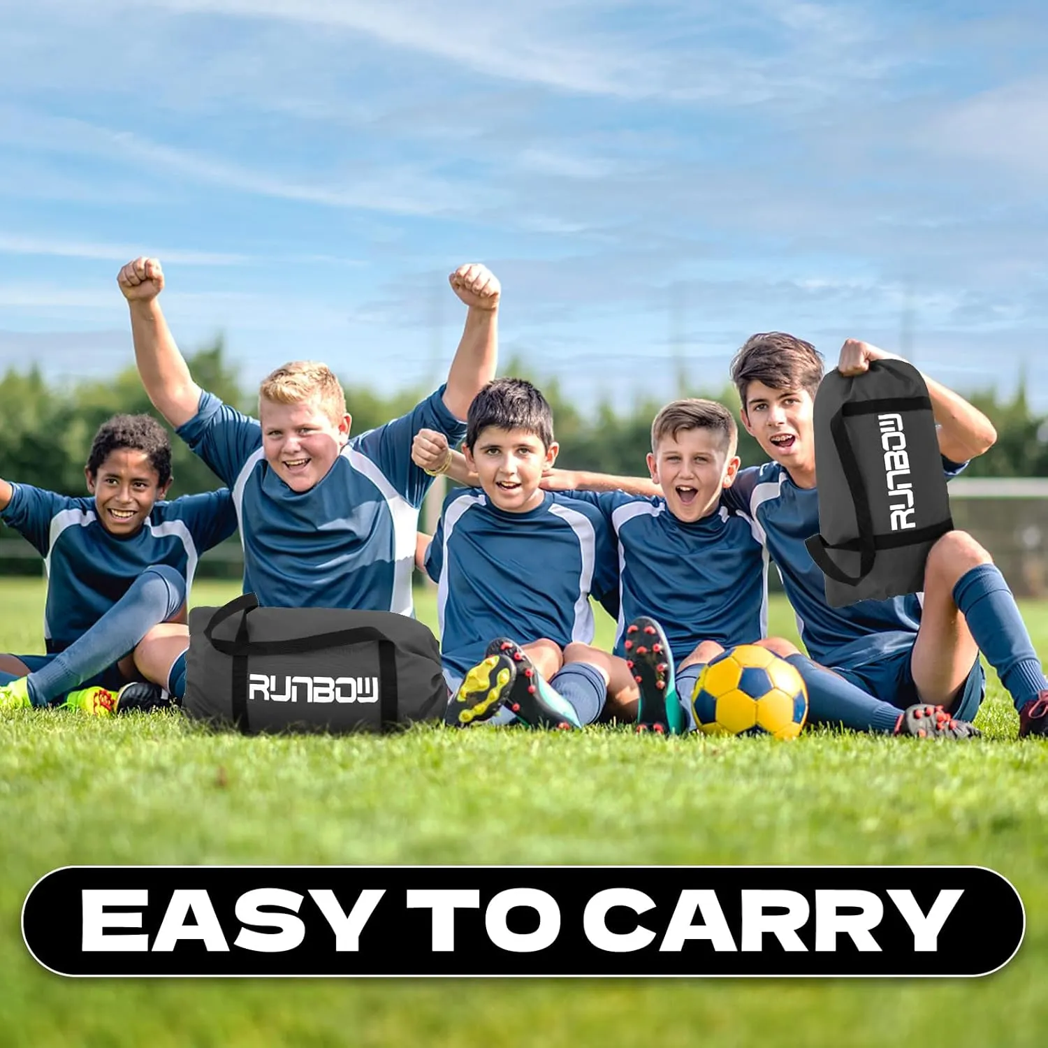 RUNBOW 9x5 ft Portable Kids Soccer Goal for Backyard Adult Junior Large Practice Soccer Net with Carry Bag