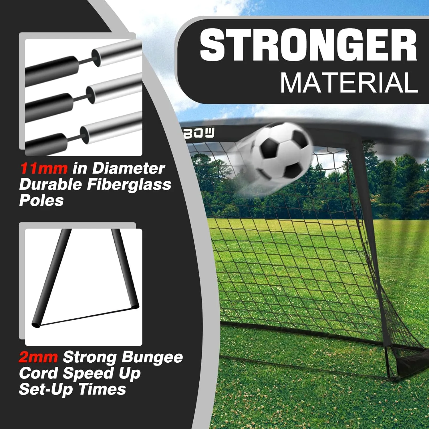 RUNBOW 9x5 ft Portable Kids Soccer Goal for Backyard Adult Junior Large Practice Soccer Net with Carry Bag
