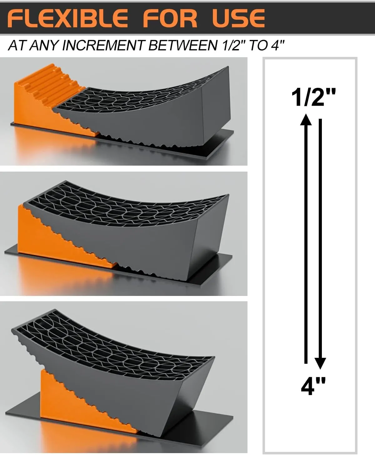 RV Leveling Blocks Ramp Kit, 2 Packs Camper Leveler System for Travel with Two Chocks, 2 Anti-Slip Mats, 1T Bubble Level and Carry Bag, Up to 35000 LBS, Easier & Faster to Level Camper-Orange