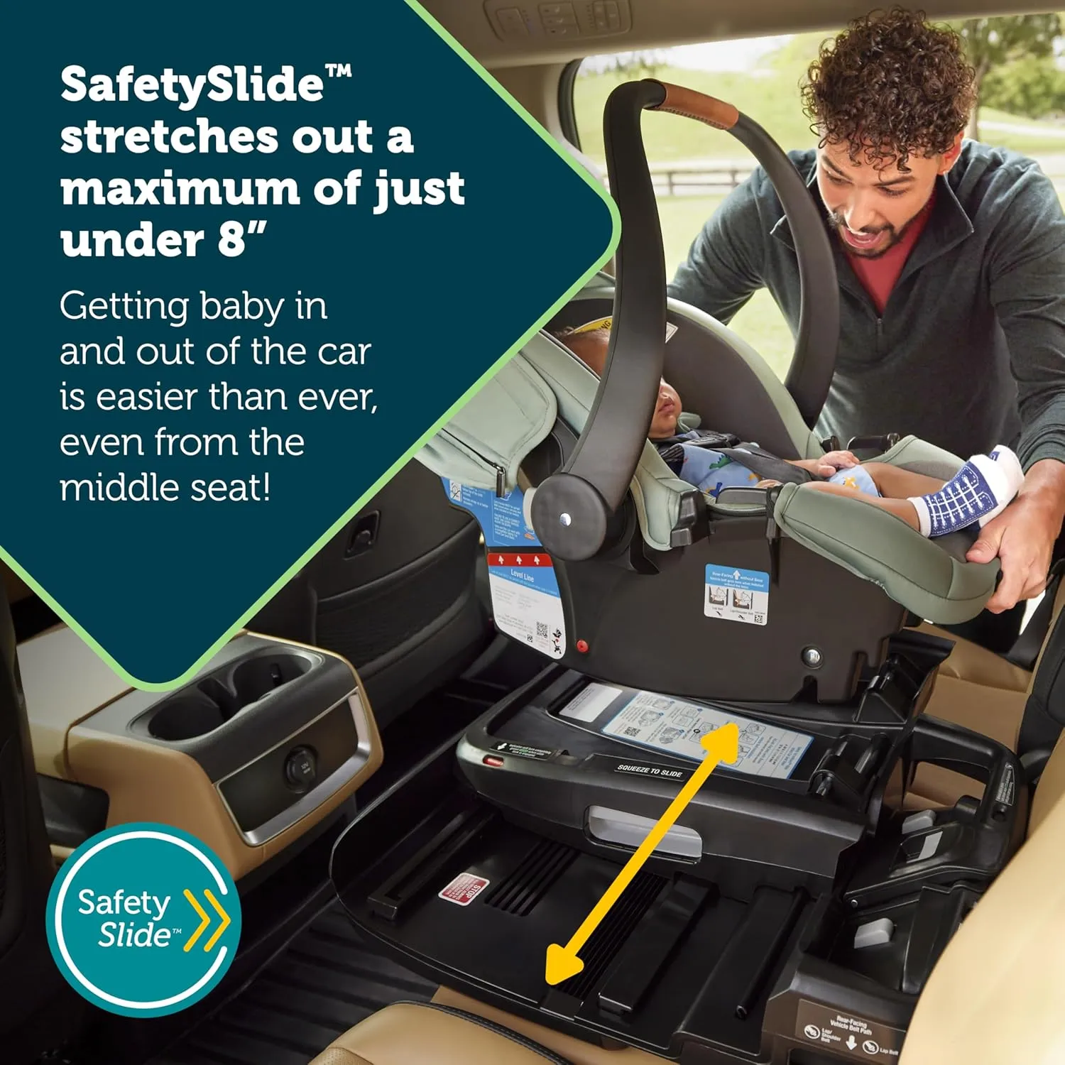 Safety 1st® onBoard™ Slide DLX Infant Car Seat w/SafetySlide™ Base, Easy-Install Rigid Latch, Lightweight Rear-Facing Seat, Newborn Carrier, Extra-Large Canopy, Travel System Ready, Dusty Marble