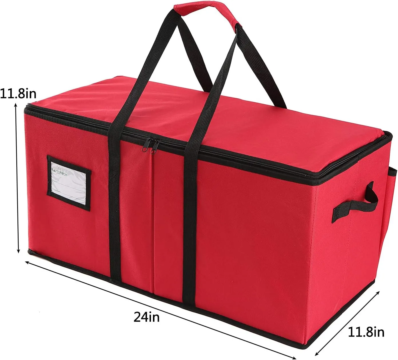 Sattiyrch Christmas Ornament Storage Box with Dual Zipper Closure - Box Contributes Slots for 128 Holiday Ornaments 3-Inch