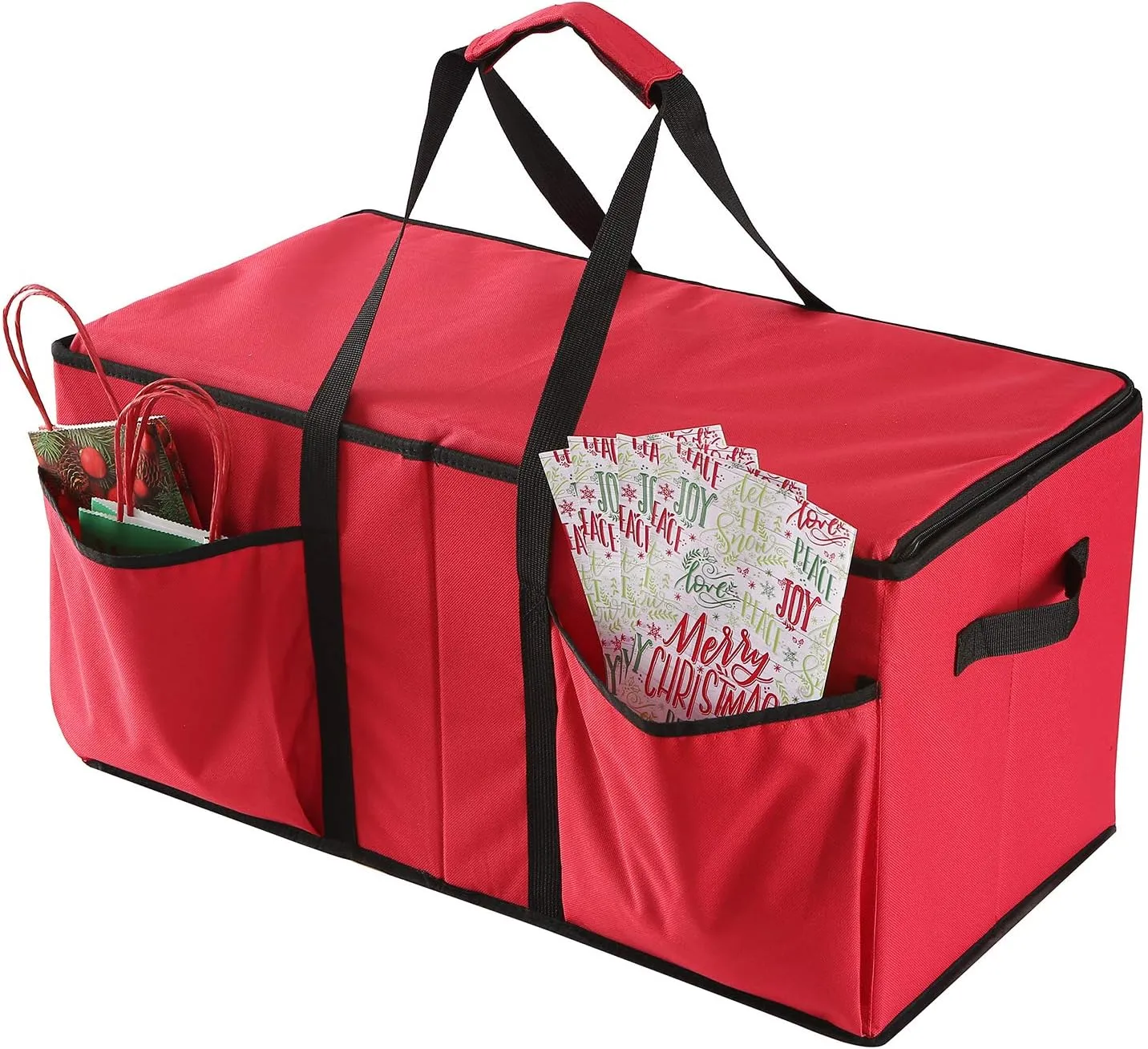 Sattiyrch Christmas Ornament Storage Box with Dual Zipper Closure - Box Contributes Slots for 128 Holiday Ornaments 3-Inch