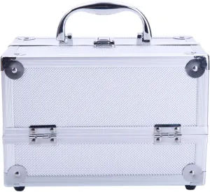 Savins Aluminum Portable Portable Cosmetic Case Professional Cosmetic Storage Box Jewelry Case with Mirror Silver