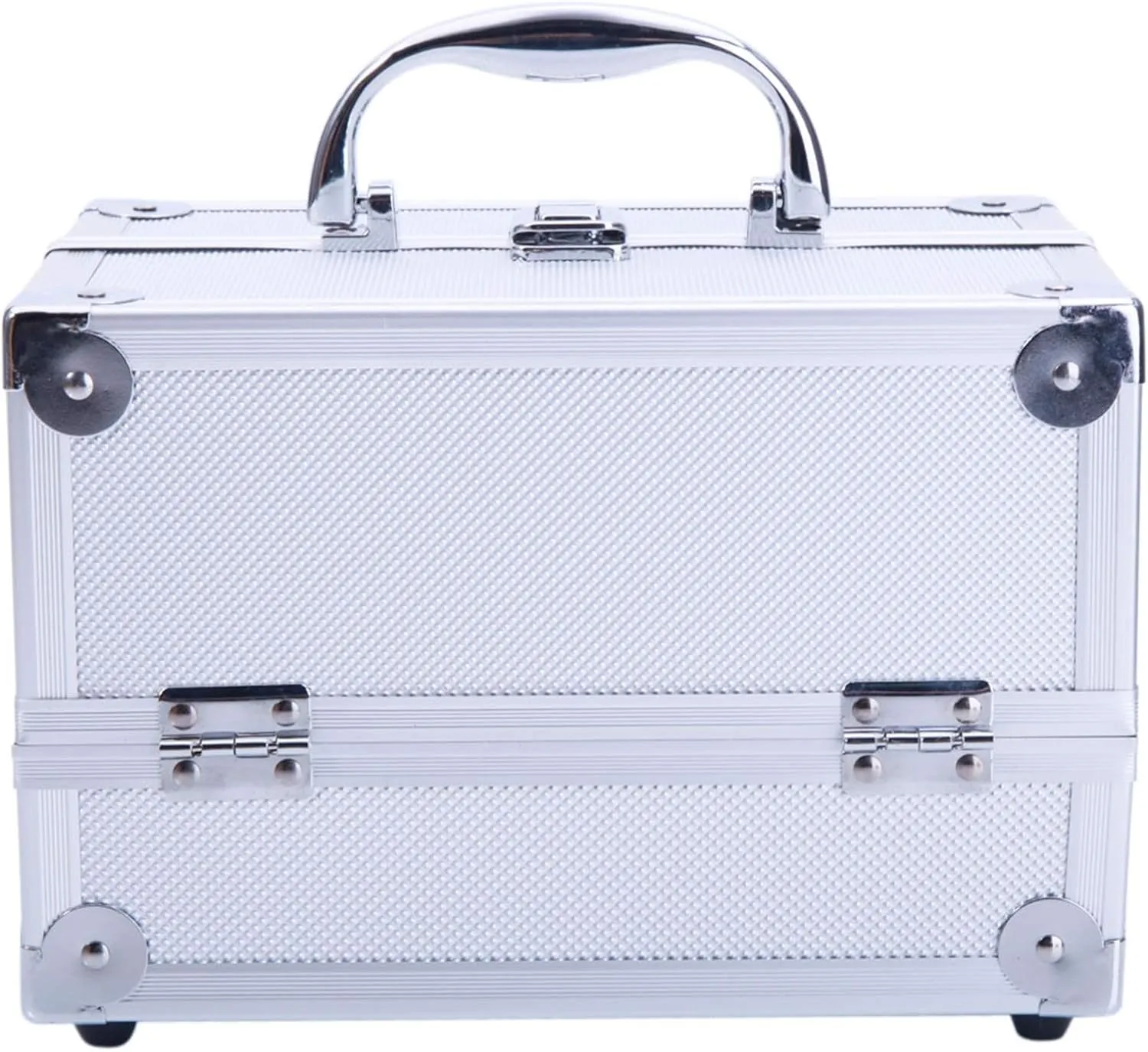Savins Aluminum Portable Portable Cosmetic Case Professional Cosmetic Storage Box Jewelry Case with Mirror Silver