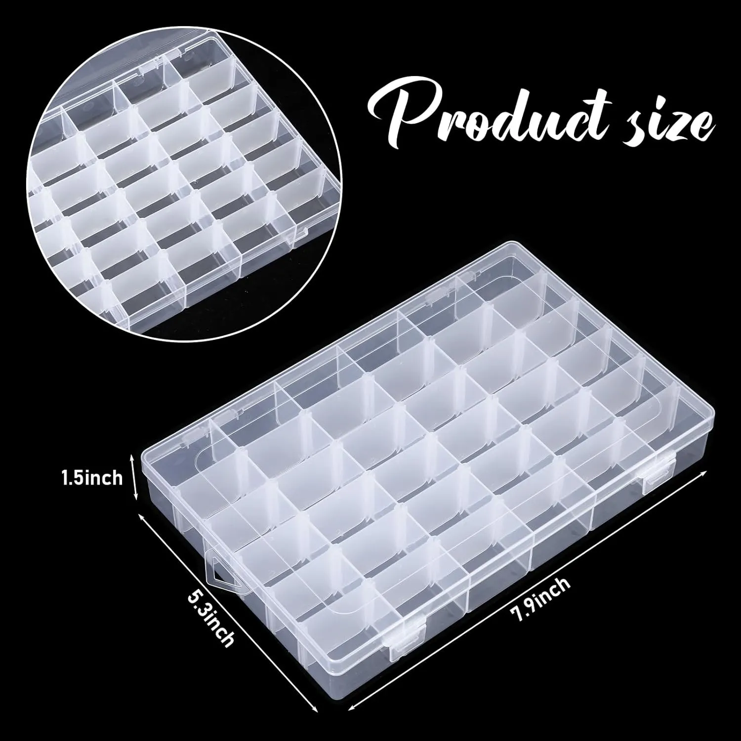 Sawysine 12 Pack Modern Plastic Storage Box with 36 Removable Dividers, 10.75 x 6.93 x 1.73 Inches, Transparent, Waterproof, Fishing Tackle Organizer Box