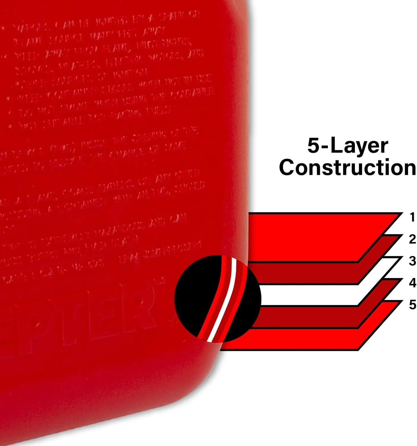 Scepter FSCG552 Fuel Container with Spill Proof SmartControl Spout with Bonus Spout Extender, Rear Handle Red Gas Can, 5 Gallon
