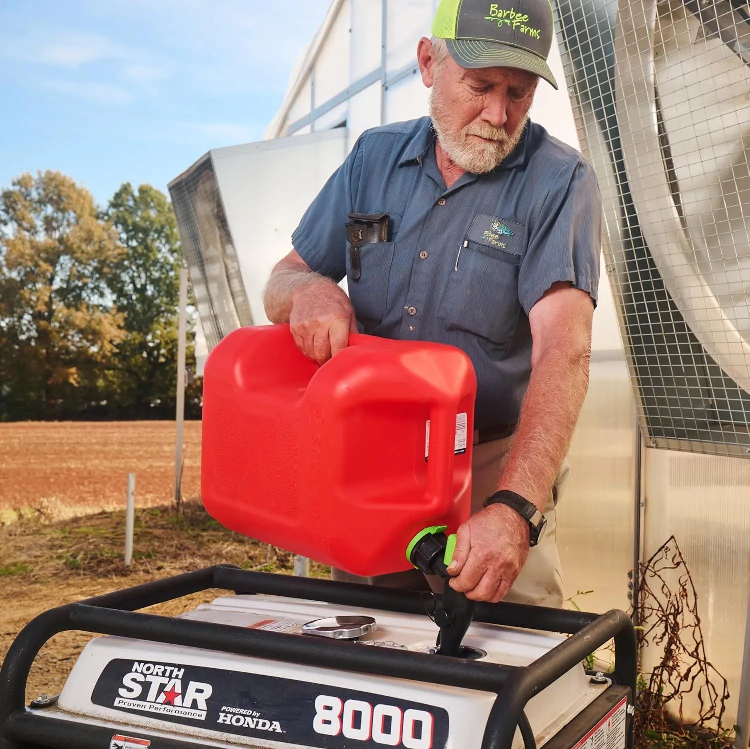 Scepter FSCG552 Fuel Container with Spill Proof SmartControl Spout with Bonus Spout Extender, Rear Handle Red Gas Can, 5 Gallon