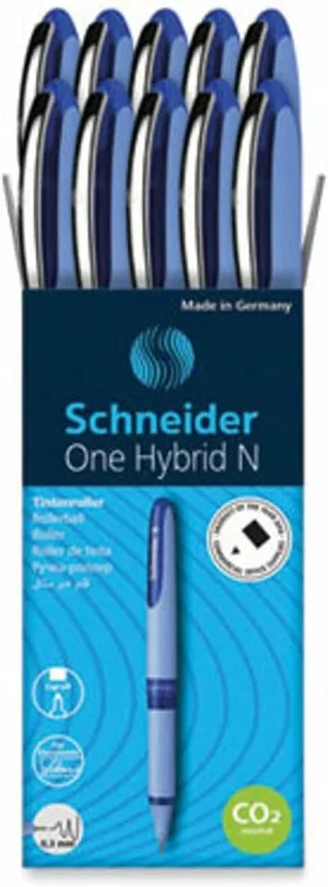 Schneider ONE Hybrid N Roller Ball Pen, Stick, Extra-FINE 0.3 MM, Blue Ink, Blue Barrel, 10/Box