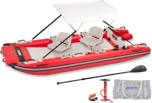 Sea Eagle FastCat Catamaran 2-4 Person Inflatable Boat-Rigid, High-Pressure, All-Drop Stitch, Easy Setup, Self-Bailing