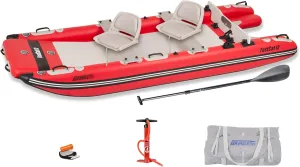 Sea Eagle FastCat Catamaran 2-4 Person Inflatable Boat-Rigid, High-Pressure, All-Drop Stitch, Easy Setup, Self-Bailing