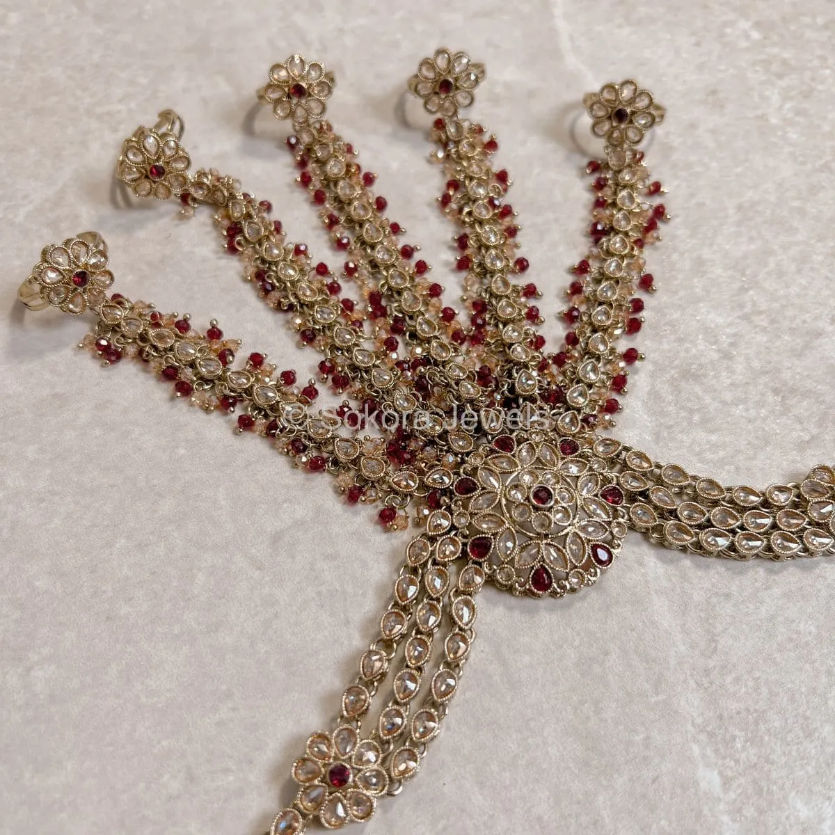 Seema Hand Harness - Maroon