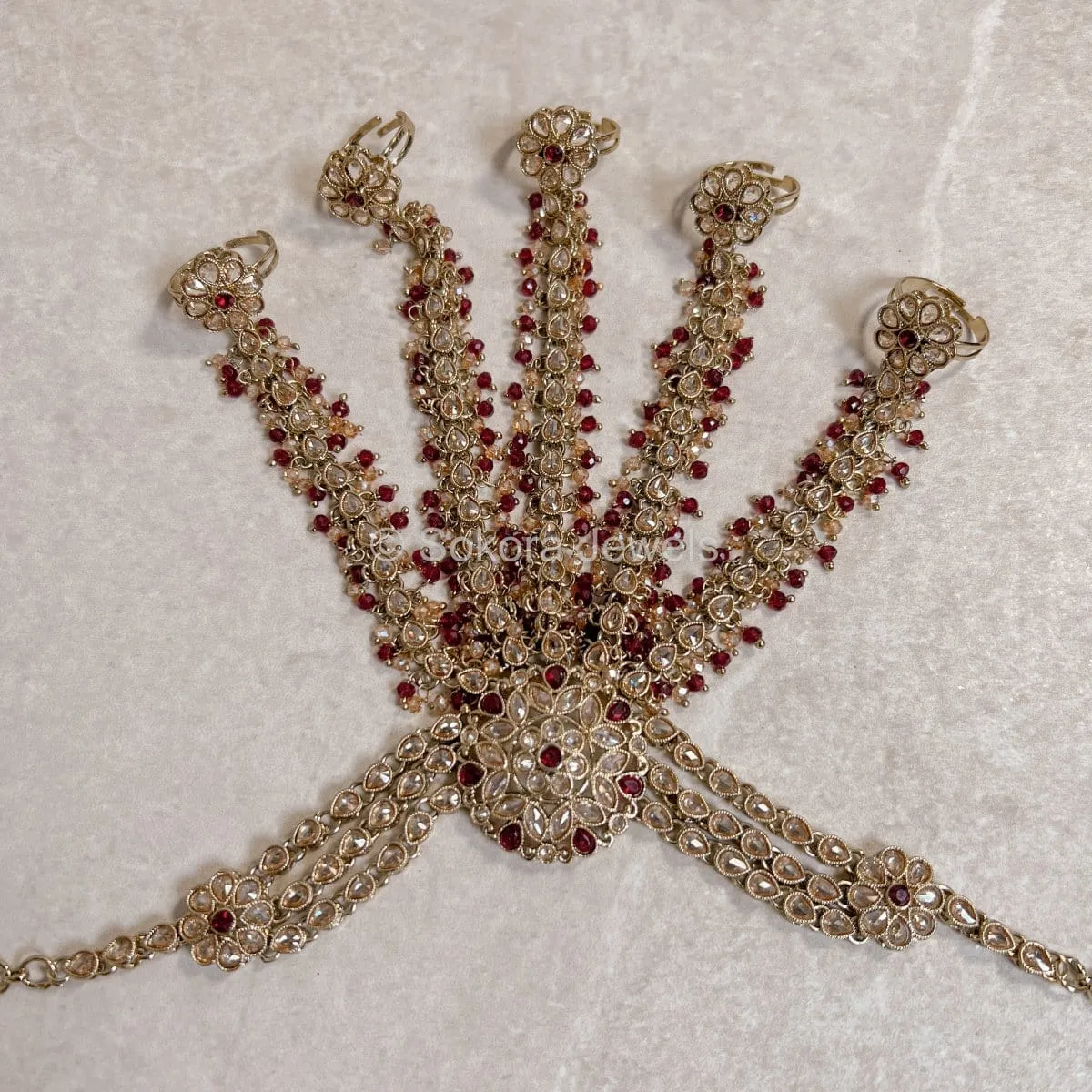 Seema Hand Harness - Maroon