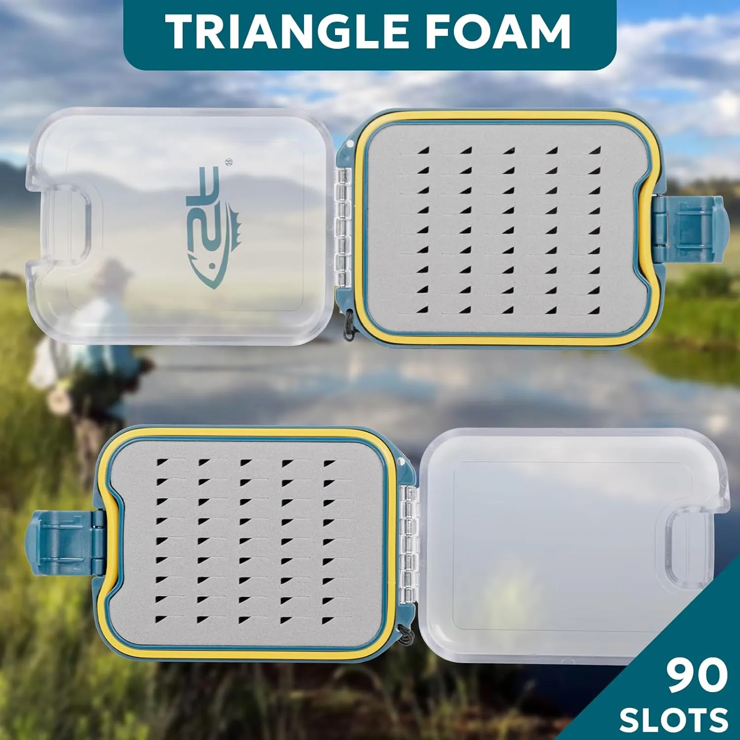 SF Plastic Waterproof Pocket Fly Fishing Box Double Side Clear Lid Easy Grip Foam with Lanyard Mini Fly Box 3packs