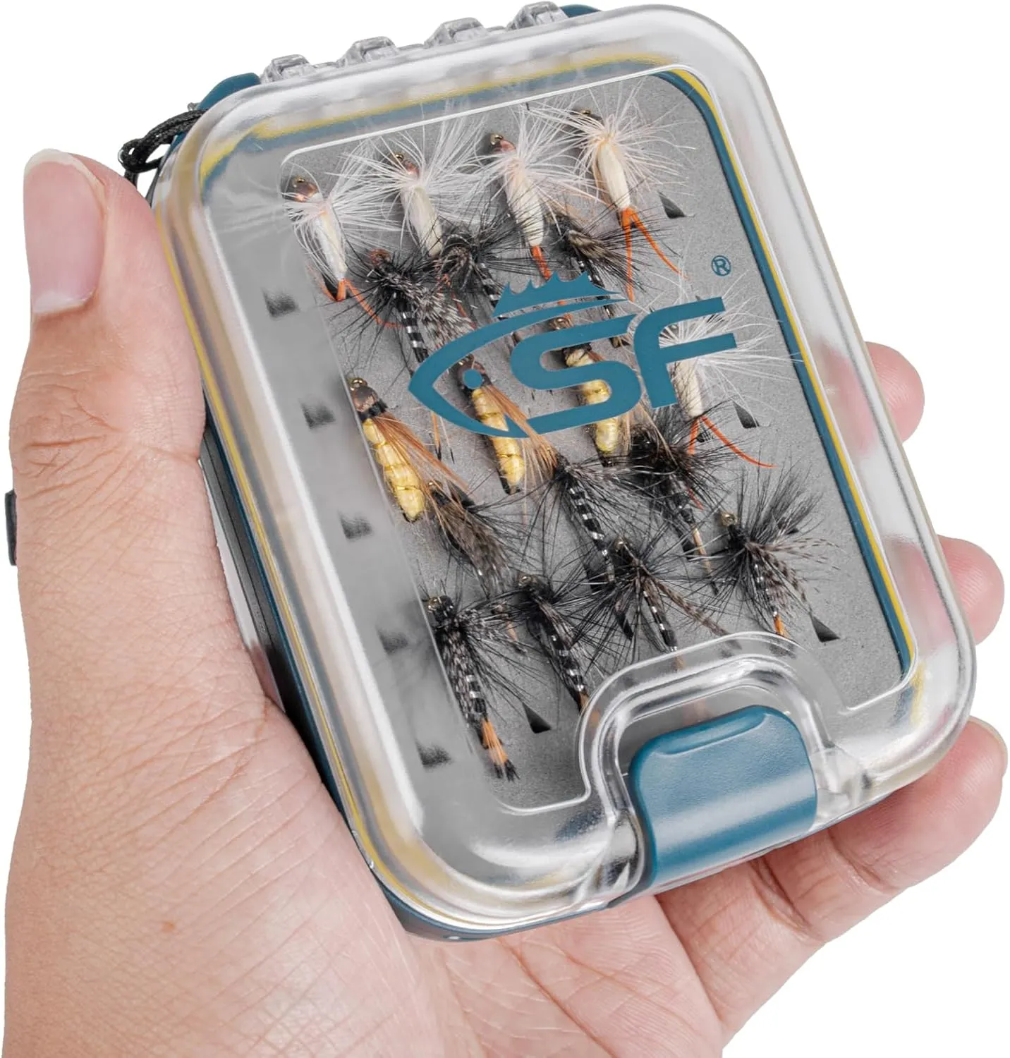 SF Plastic Waterproof Pocket Fly Fishing Box Double Side Clear Lid Easy Grip Foam with Lanyard Mini Fly Box 3packs