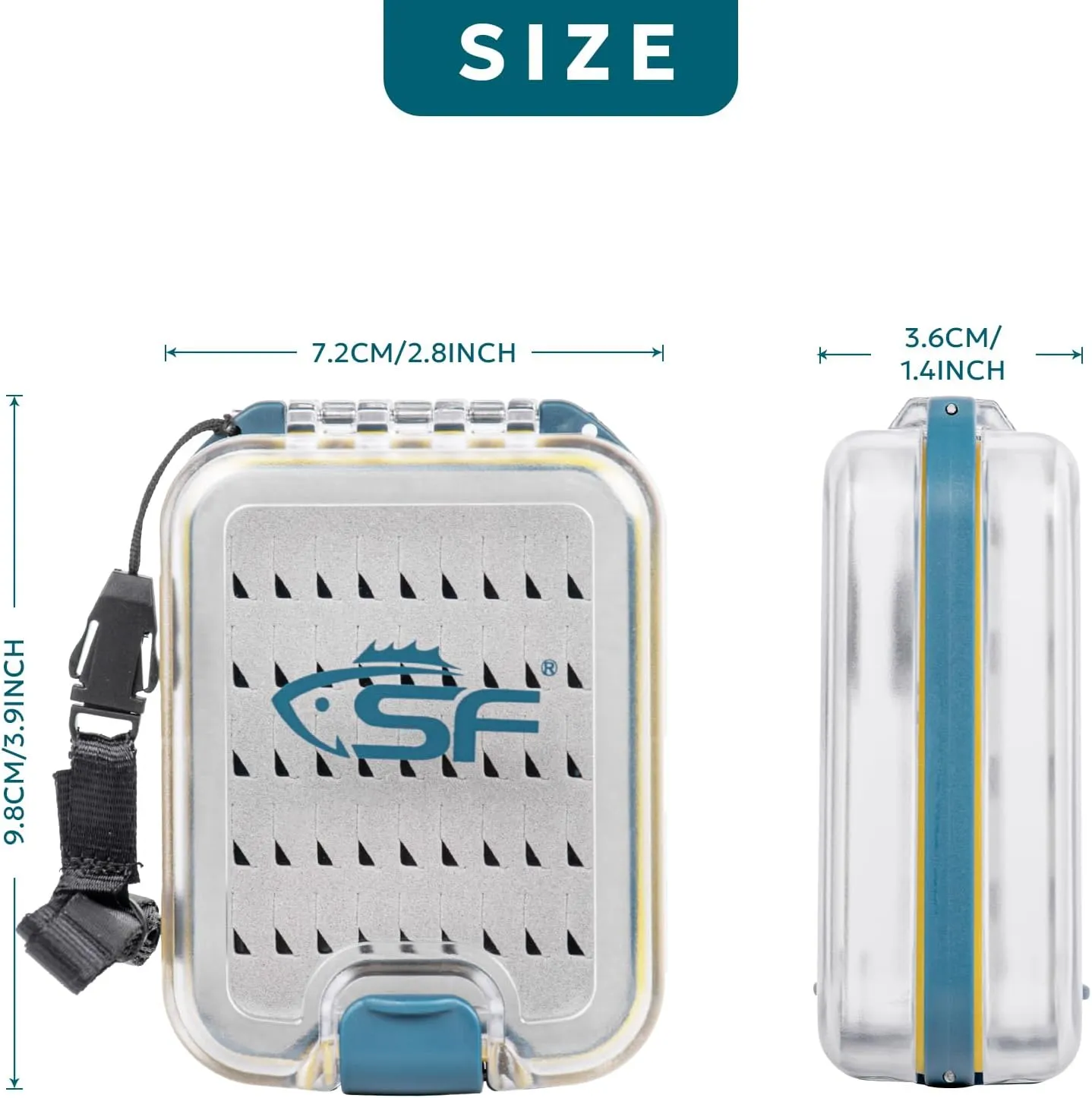SF Plastic Waterproof Pocket Fly Fishing Box Double Side Clear Lid Easy Grip Foam with Lanyard Mini Fly Box 3packs