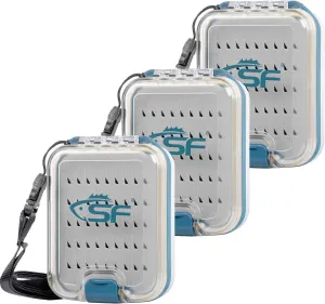 SF Plastic Waterproof Pocket Fly Fishing Box Double Side Clear Lid Easy Grip Foam with Lanyard Mini Fly Box 3packs