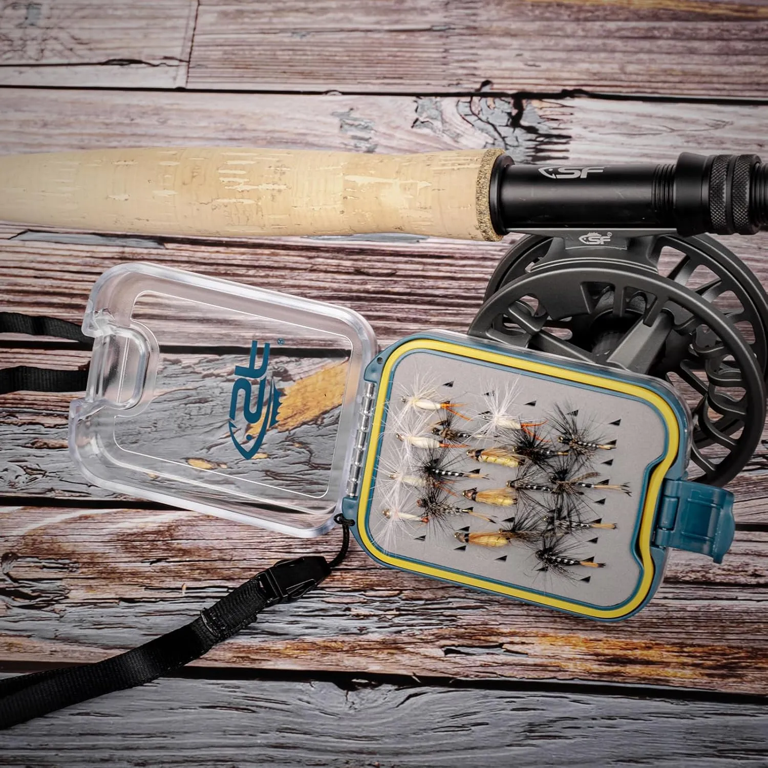 SF Plastic Waterproof Pocket Fly Fishing Box Double Side Clear Lid Easy Grip Foam with Lanyard Mini Fly Box 3packs