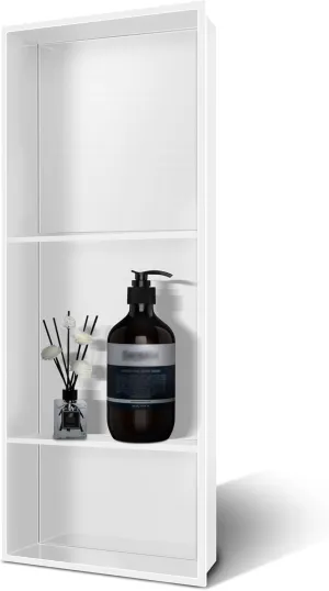 Shower Niche 13 × 31, 3 Shelves Wall Niche Recessed Shelf for Bathroom Storage, Shower Niche Insert Tile Ready No Tile Needed Over Mount Installation, White