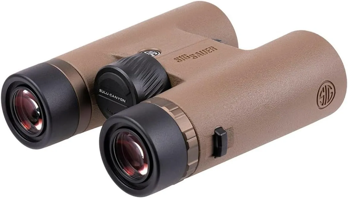 SIG SAUER Canyon HD Durable Fogproof Waterproof IPX-7 Rated Tripod-Adaptable Hunting Binoculars with Multicoated Lenses, Harness Strap, Covers & Case Included, Flat Dark Earth - 10x42mm