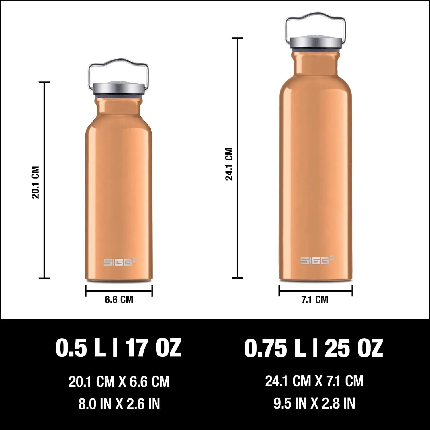 SIGG - Aluminum Water Bottle Original - Made in Switzerland - Lightweight - BPA-free - for Carbonated Drinks 17 / 25 Oz