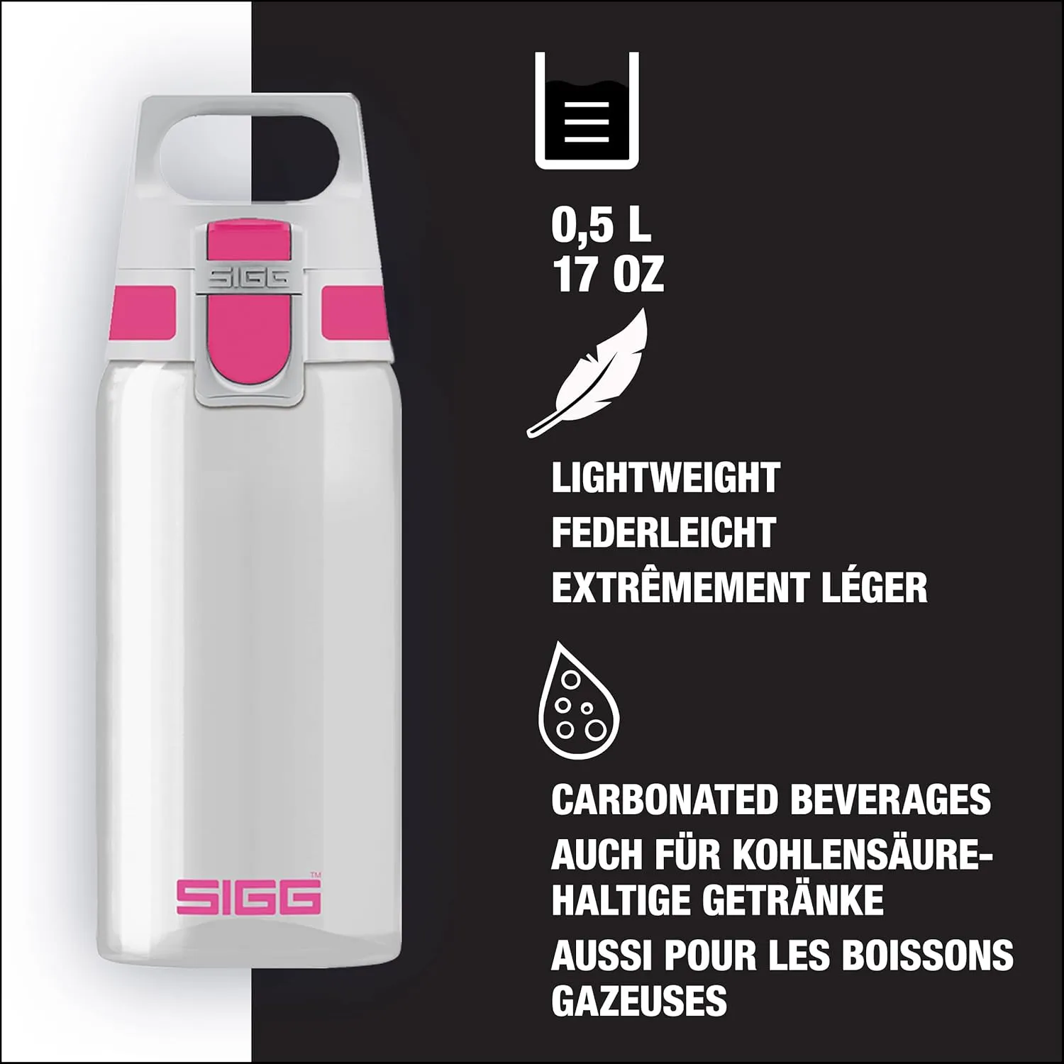 SIGG - Tritan Renew Transparent Water Bottle - Total Clear ONE MyPlanet - For Carbonated Beverages - Dishwasher Safe - With Fruit Strainer - Leakproof & Lightweight - BPA Free - 17 Oz / 25 Oz / 51 Oz
