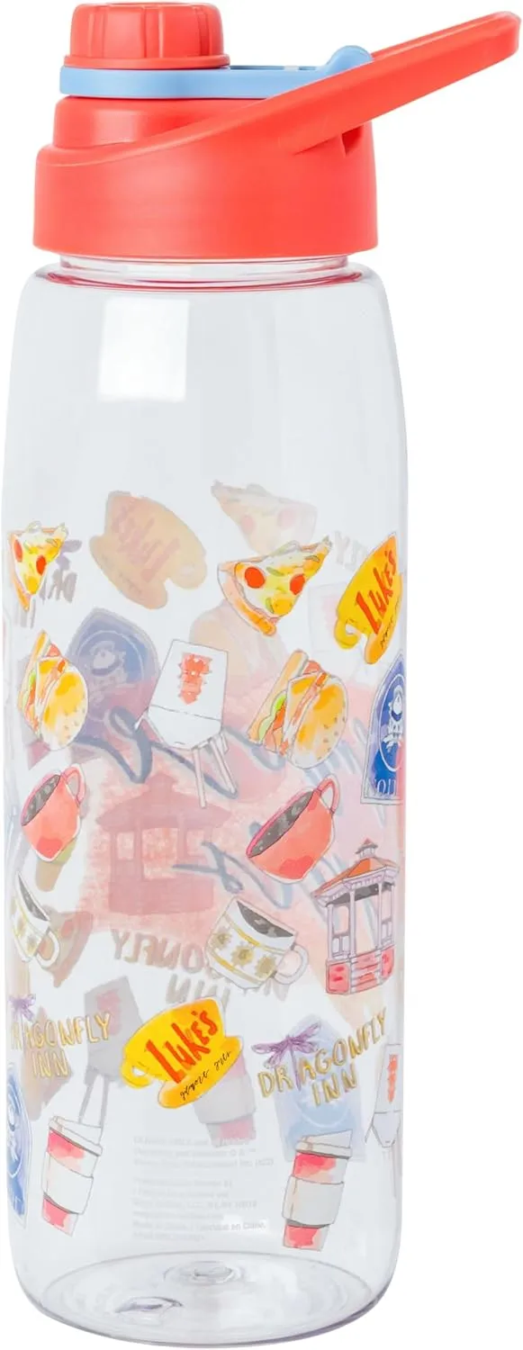 Silver Buffalo Gilmore Girls Watercolor Pattern Icons 28oz Water Bottle w/Screw Lid