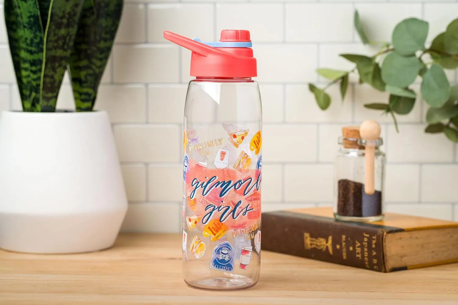 Silver Buffalo Gilmore Girls Watercolor Pattern Icons 28oz Water Bottle w/Screw Lid