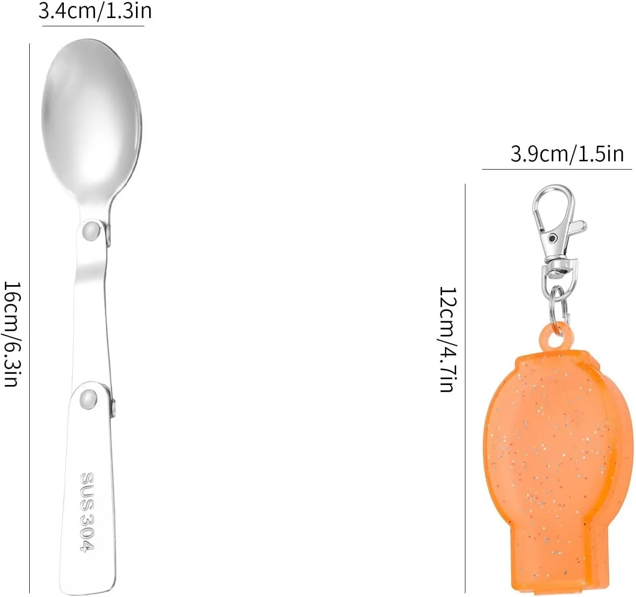 Silverware Set, 1/4/6/8/10/12 Pcs 304 Stainless Steel Spoon Foldable Storage Camping Tableware Creative Outdoor Travel Portable Spoon, Home Flatware Set(Orange,10 Pieces)