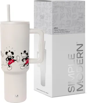 Simple Modern Disney 40 oz Tumbler with Handle and Straw Lid | Insulated Reusable Stainless Steel Water Bottle Travel Mug | Gifts for Women Men Him Her | Trek Collection | 40oz | Mickey Mouse Dances