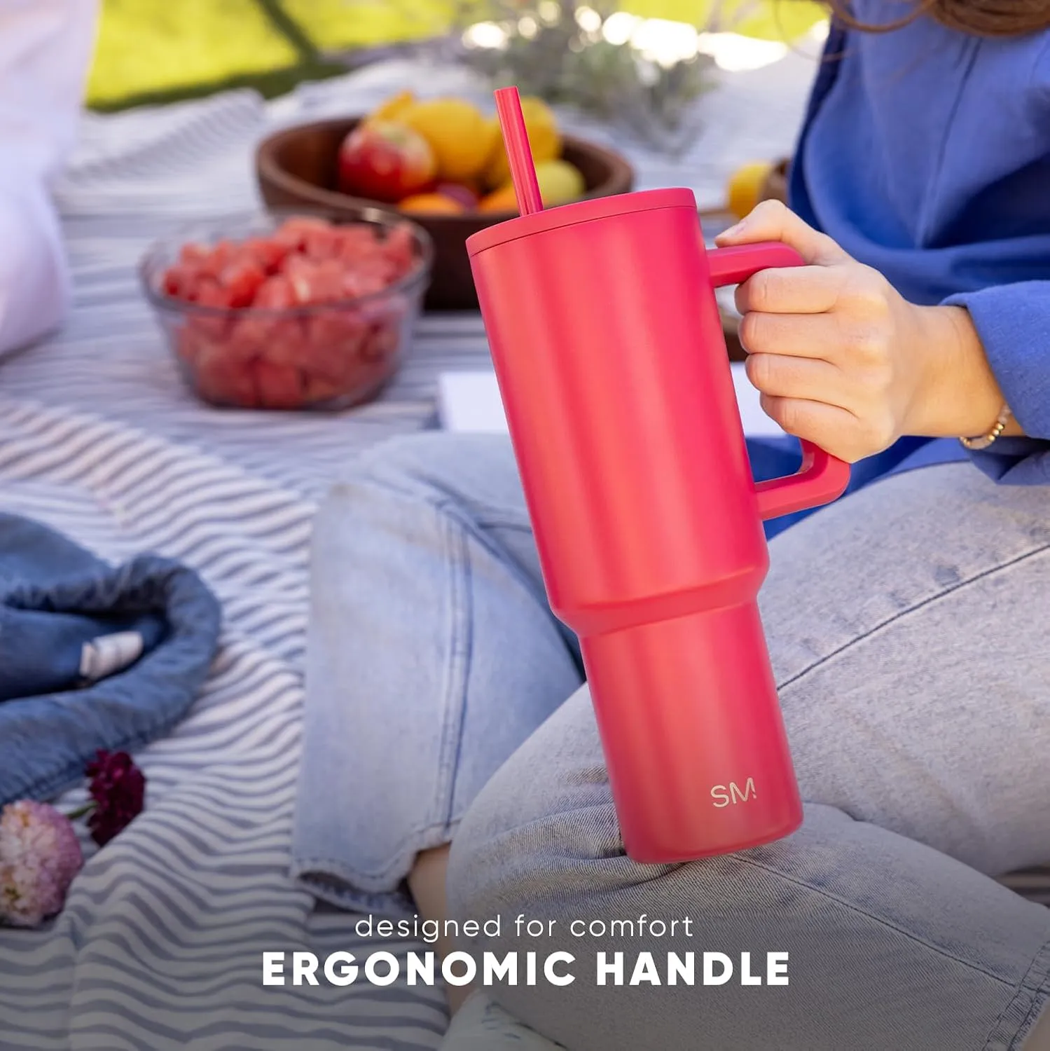Simple Modern Disney 40 oz Tumbler with Handle and Straw Lid | Insulated Reusable Stainless Steel Water Bottle Travel Mug | Gifts for Women Men Him Her | Trek Collection | 40oz | Mickey Mouse Dances