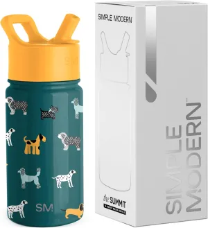 Simple Modern Kids Summit Water Bottle with Straw Lid | 14oz Stainless Steel Cup Insulated Tumbler for Toddlers, School | Dog Days