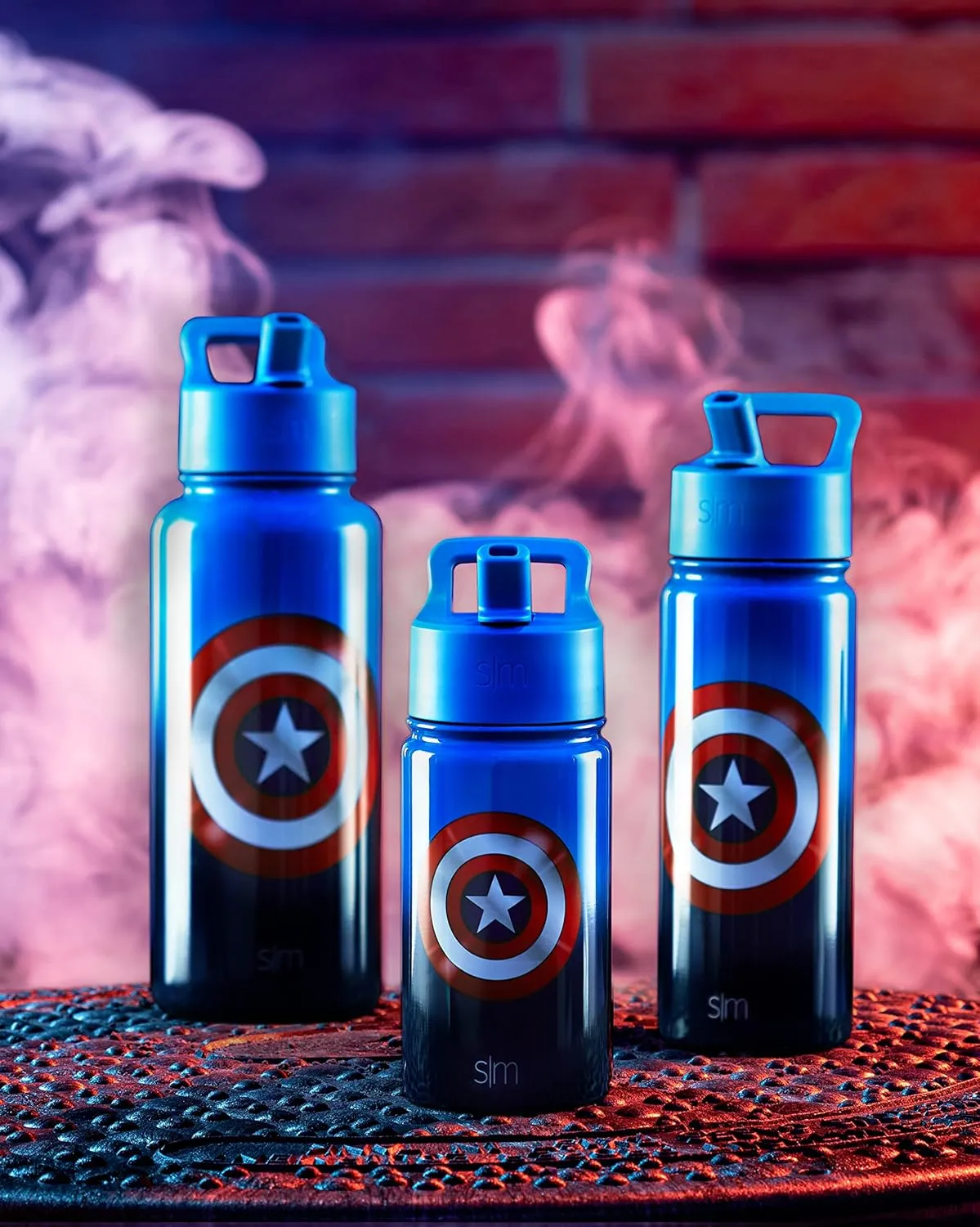 Simple Modern Kids Summit Water Bottle with Straw Lid | Marvel Captain America 14oz Stainless Steel Cup Insulated Tumbler for Toddlers, Boys, School | Captain America