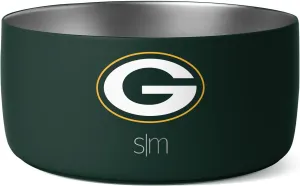 Simple Modern Officially Licensed NFL Green Bay Packers Stainless Steel Pet Water Bowl for Dogs & Cats | Insulated Food Bowls | No Tip No Slip | Bentley Collection | Large (8 Cups) | Green Bay Packers